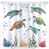 Sea Turtle Shower Curtain for Bathroom Ocean Beach Coastal Decorative Bath Curtain 72 x 72 Inches Polyester Fabric Waterproof Bathroom Curtains with 12 Hooks(04)
