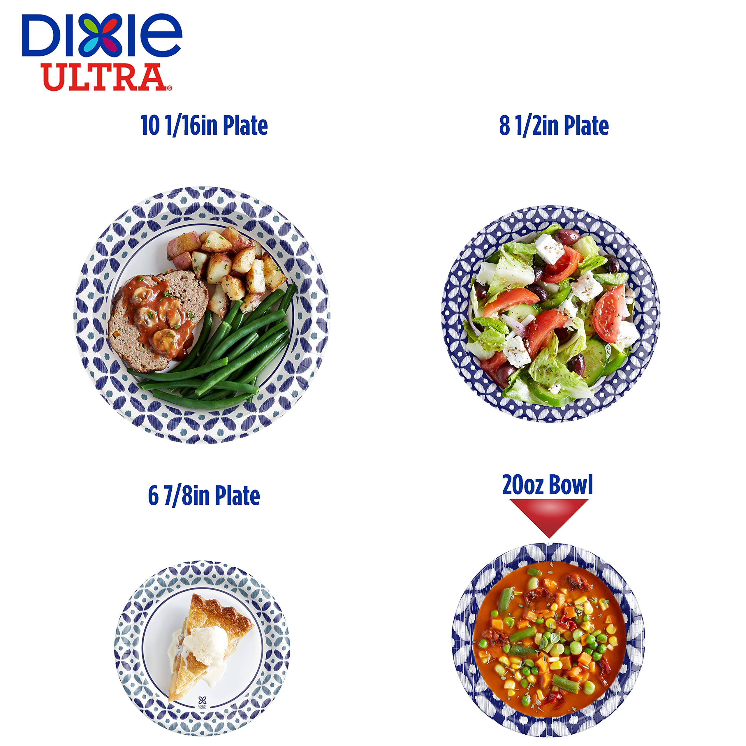 Dixie Ultra Disposable Paper Bowls, 20oz, Dinner or Lunch Size Printed Disposable Bowls, Packaging and Design May Vary, 26 Count (Pack of 6)
