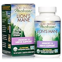Host Defense, Lion's Mane Capsules, Promotes Mental Clarity, Focus and Memory, Mushroom Supplement, Unflavored, 120