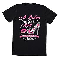 This Queen was Born in April Birthday Shirts for Women T-Shirt, Multicolored