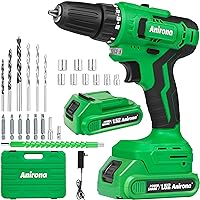 Anirona Cordless Drill Set, 20V Cordless Drill with Battery and Charger, 350 In-lb Torque, 3/8″Keyless Chuck, 2 Variable Speed, Fast Charger, 30pcs Bits Accessories with Case