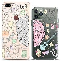 Matching Couple Cases Compatible for iPhone 15 14 13 12 11 Pro Max Mini Xs 6s 8 Plus 7 Xr 10 SE 5 Clear Left Right Brain Gift Girlfriend Boyfriend Silicone Pair Cover Anniversary Cute Love Mate