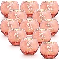 LAMORGIFT 12 Pcs Rose Gold Votive Candle Holders- Tealight Holders for Mother Daughter Gifts, Rose Gold Party Bridal Shower Decorations- Mercury Glass Votives for Wedding, Sweet 16 Party, Mother's Day