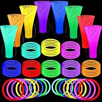 BUDI 500Pcs Glow Sticks Party Favors for Kids Adults GlowStick Bulk 8 Colors 8 Inch for Glow Necklace Bracelets Glasses Glow in the Dark Party Favor Halloween Party Decorations Halloween Party Favors