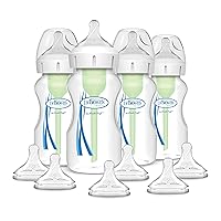 Options+ Wide-Neck Anti-Colic Baby Bottle - 9oz - 4pk and Options+ Wide-Neck Baby Bottle Nipple, Level 2 (3 Months+), 6 Count