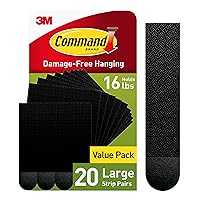 Command Large Picture Hanging Strips, 20 Black Adhesive Strip Pairs (40 Strips), Damage Free Hanging Picture Hangers to Hang Frames, No Tools Wall Hanging Strips for Living Space, 17206BLK-20NA