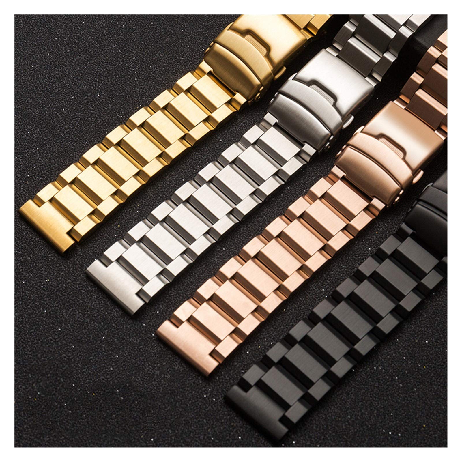 HNGM Men's Watchbands 18mm 19mm 20mm 21mm 22mm 23mm 24mm 25mm Stainless Steel Watchband Solid Metal Men Women Strap Bracelet Watch Band Accessories (Band Color : Rose Gold, Band Width : 22mm)