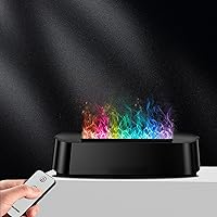 Flame Essential Oil Diffuser with Remote Control, 200 mL Colorful Fireplace Air Aroma Diffuser, Aromatherapy Diffusers for Large Room, Bedroom, Office(Timeable, Waterless Auto off-200ml) (Black)