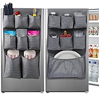 Fridge Dust Cover Top, Mini Fridge Caddy Organizer Storage Bag with 15 Extra Large Fabric Pockets for Dorm, Pantry, Plate, Silverware, Spice, Cutlery, Napkins, Other Daily Stuff