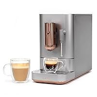 Café Affetto Automatic Espresso Machine + Milk Frother | Built-In & Adjustable Espresso Bean Grinder | One-Touch Brew in 90 Seconds | Steel Silver, 1.2 Liter, (C7CEBBS2RS3)