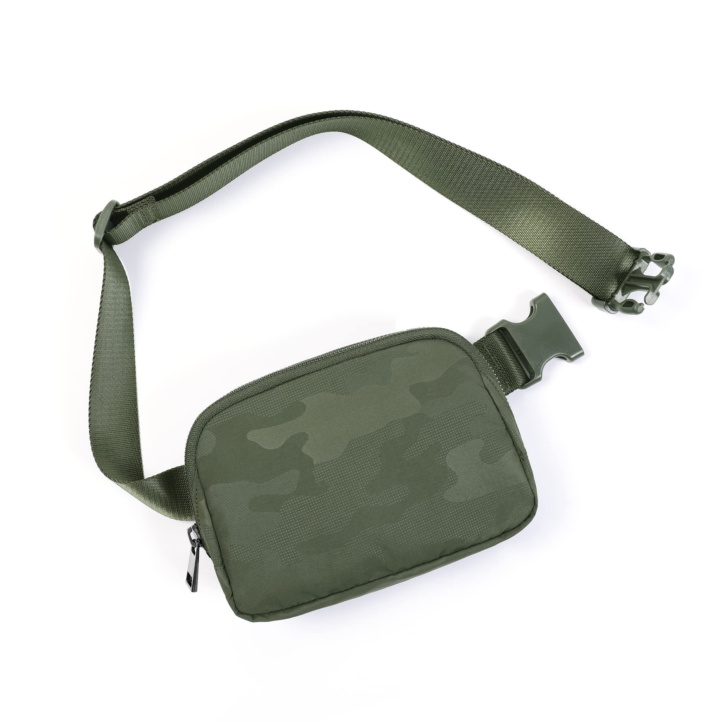 ODODOS Unisex Mini Belt Bag with Adjustable Strap Small Waist Pouch for Workout Running Traveling Hiking, Camo Green