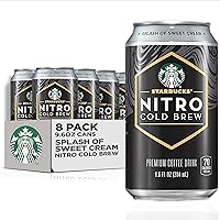 Nitro Cold Brew Coffee, Splash of Sweet Cream, 9.6 fl oz Cans (8 Pack), Iced Coffee, Cold Brew Coffee, Coffee Drink