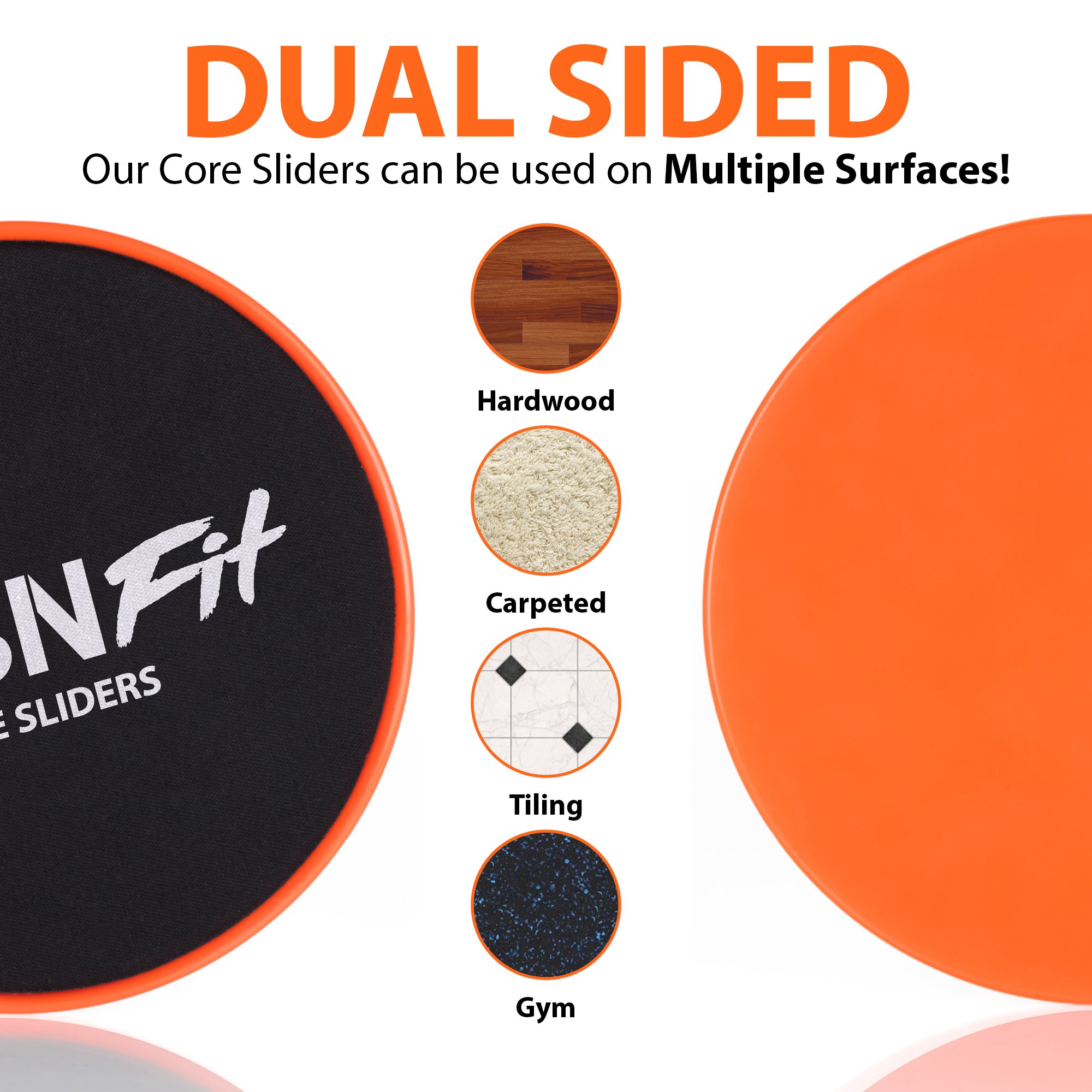 URBNFit Gliding Discs Core Sliders - Dual Sided Exercise Disc for Smooth Sliding On Carpet and Hardwood Floors - Gliders Workout Legs, Arms Back, Abs at Home or Gym or Travel - Fitness Equipment