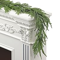 6FT Pine Garland, Christmas Garland, Green Cedar Garland, Artificial Greenery Garland, Real Touch Pine Garland for Mantel, Dining Table, Staircase, Home Indoor Outdoor Christmas Decorations