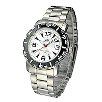 Q&Q Mens Silver Metal Analog Classic Dress Watch 132 FT Water Resistant