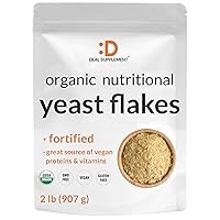 DEAL SUPPLEMENT Organic Fortified Nutritional Yeast Flakes, 2lbs – High Protein & Vitamin B Complex Source – Vegan Cheese Substitute for Baking, Cooking, & Seasoning – Dairy Free, Gluten Free