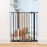 Carlson Extra Tall Walk Through Pet Gate with Small Pet Door, Includes 4-Inch Extension Kit, 4 Pack Pressure Mount Kit and 4 Pack Wall Mount Kit, Black