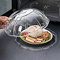 WENWELL Microwave Splatter Cover & Tray Fully Protect Food Splashes,Receiving Water Steam Preventing food From Drying out,Dish Bowl Plate Serving Lid With Handle,Clear Saft Plastic