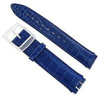 17mm Alligator Grain Blue Padded Stitched Watch Band for Swatch Regular Joe