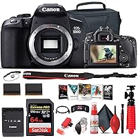 Canon EOS Rebel 850D / T8i DSLR Camera (Body Only) + 64GB Card + Case + Corel Photo Software + LPE17 Battery + External Charger + Card Reader + Flex Tripod + HDMI Cable + More (Renewed)
