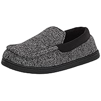 Hanes boys Moccasin House Shoe With Indoor Outdoor Memory Foam Sole Fresh Iq Odor Protection Slipper, Black Knit, Medium Little Kid US