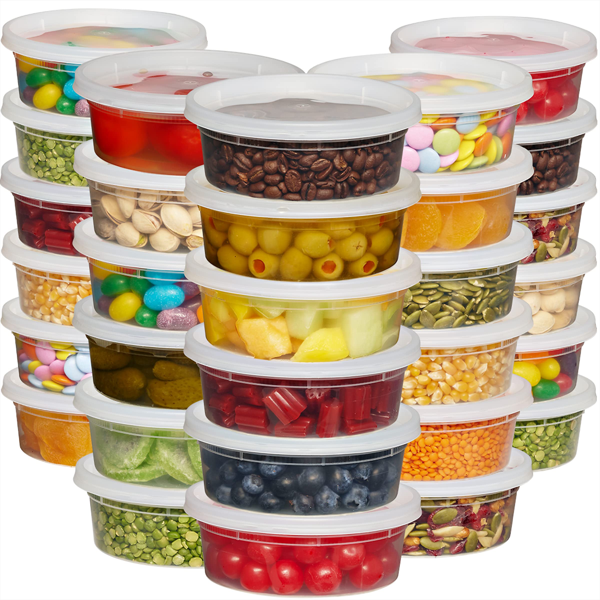 Mua Deli Food Containers with Lids - 8 oz 60 Sets- Ideal for Food, Snacks,  Takeout, Meal Prep - 1 Cup Small Durable Clear Containers for Food -  Stackable and Durable, Freezer