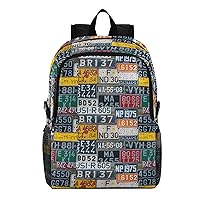 ALAZA Colorful License Plates Packable Travel Camping Backpack Daypack