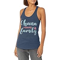 Disney Women's Lilo & Stitch Ohana Script Slim Fit, Scoop Hem Racerback Tank