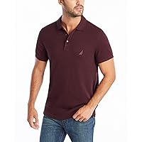 Nautica Men's Slim Fit Short Sleeve Solid Soft Cotton Polo Shirt, Shipwreck Burgundy Heather, Large