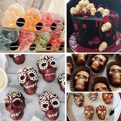 2Pcs Gummy Skull Candy Molds Silicone, Chocolate Gummy Molds with 1 Droppers Nonstick Food Grade Silicone for Candy, Jelly, Ice Cube (2PCS)