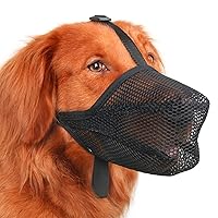 Mayerzon Dog Muzzle, Soft Mesh Muzzle for Small Medium Large Dogs, Adjustable Puppy Muzzles for Scavenging Biting Licking and Chewing, Allows Panting and Drinking