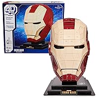 Marvel Iron Man 3D Puzzle Model Kit with Stand 96 Pcs | Iron Man Helmet Desk Decor | Building Toys | 3D Puzzles for Adults & Teens 12+