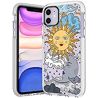Compatible with iPhone 11 Case Cute Aesthetic, Clear TPU Bumper Protective Phone Case Sun and Moon Pattern Print Cover Designed for iPhone 11