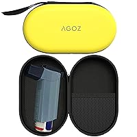 AGOZ Asthma Inhaler Case Zippered Holder Protective Medical Pouch Cover with Wrist Strap (Yellow)
