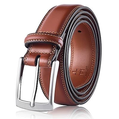 MILORDE Men's Genuine Leather Dress Belt, Handmade, 100% Cow Leather, Fashion & Classic Designs for Work Business and Casual