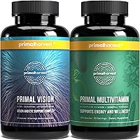 Primal Harvest Multivitamin & Vision Supplements for Women and Men Vision and Eye Support Complex with Lutein, Zeaxanthin Bundle