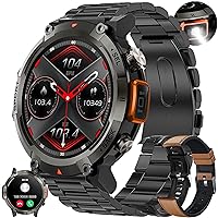 Men's Smartwatch with Phone Function, 1.45 Inch Touchscreen, 5 ATM Waterproof Sports Watch, Activity Tracker with Blood Pressure Monitor, 123 Sports Modes, Military Watch Compatible with iOS Android