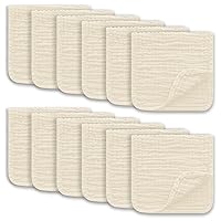 Muslin Burp Cloths Large 100% Cotton Hand Washcloths for Boys & Girls, Baby Essentials Extra Absorbent and Soft Burping Rags for Newborn Registry (Ivory, 12-Pack, 20