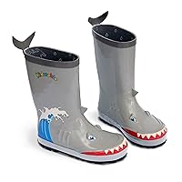 Shark Natural Rubber Grey Rain Boots w/Fun Shark Tail Pull On Heel Tab