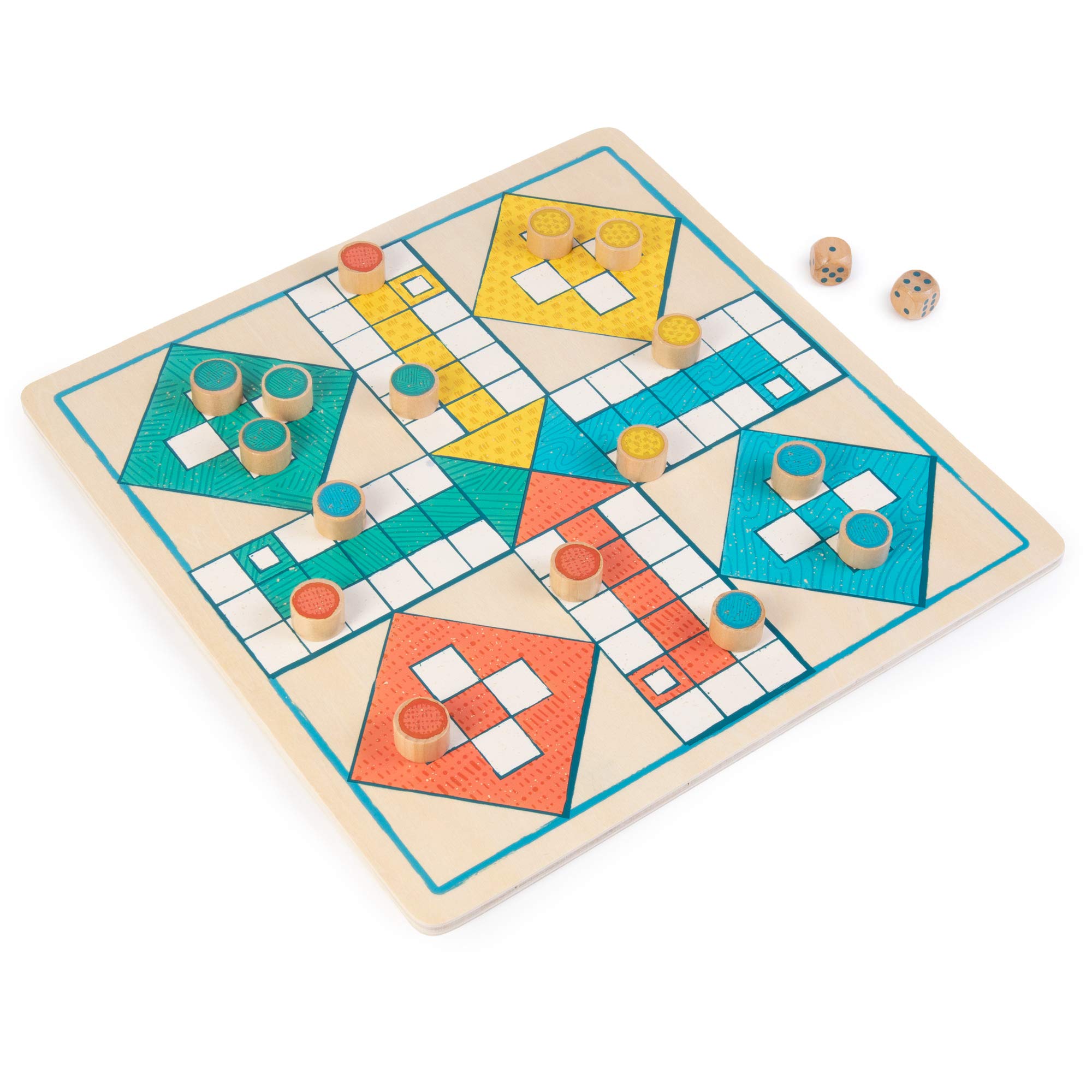 2 Games in 1 Wooden Combo Table Game Set - Includes Ludo and Snakes & Ladders!