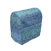 Lunarable Nautical Stand Mixer Cover, Doodle Style Waves with Curvy Lines Ocean Storm Abstract Seascape, Kitchen Appliance Organizer Bag Cover with a Pocket, 6-8 Quarts, Blue Teal and Turquoise