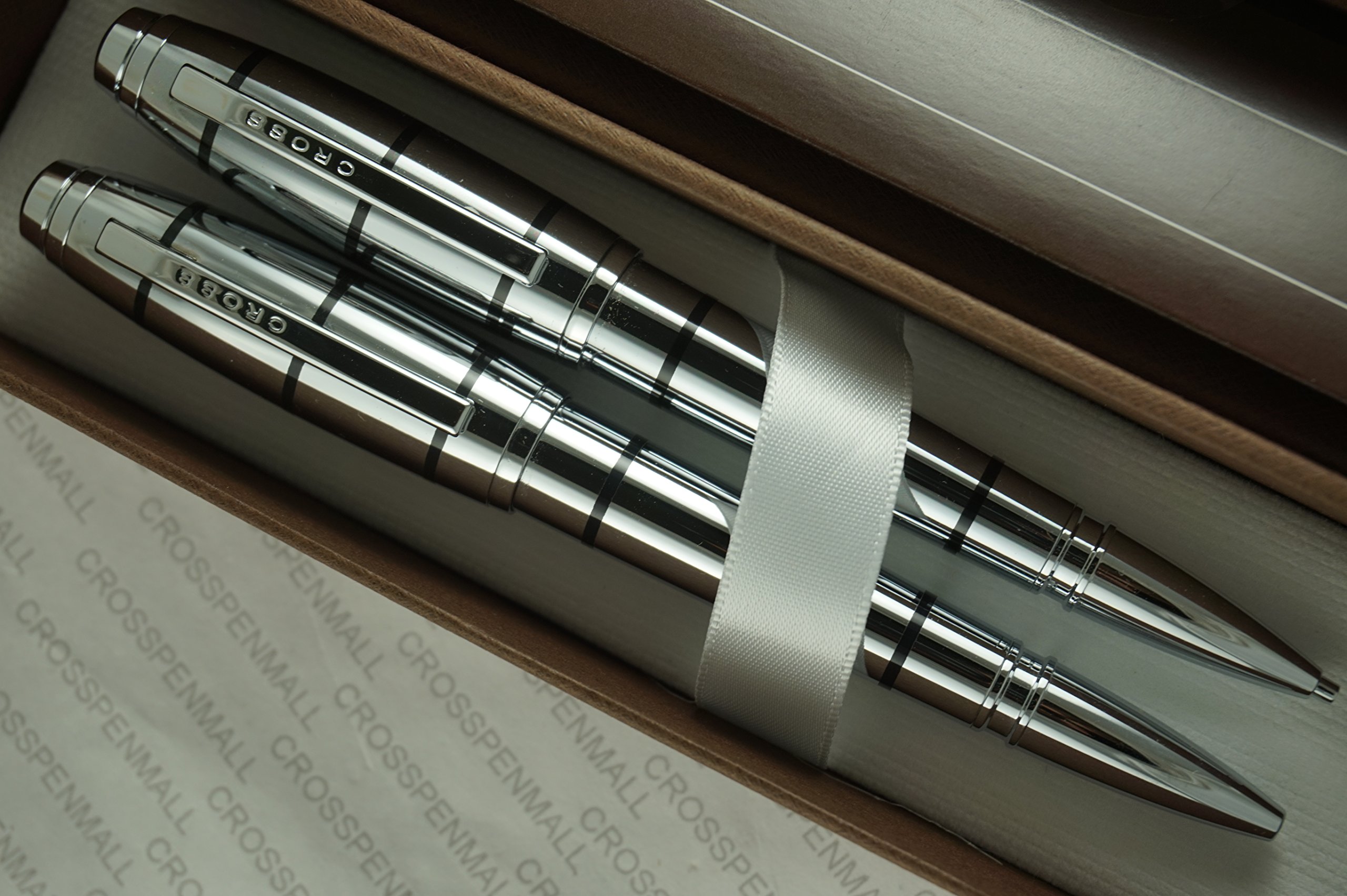 Cross Limited Edition Elegant Chrome and Black Stripe Pen Pencil Set