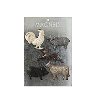 Creative Co-Op Pewter Card (Set of 5 Styles) Animal Magnets, Multicolored, 5 Count