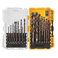 Drill Bit Set, 21-Piece, 135 Degree Split Point, 31 Degree Helix, Black Oxide Coated, For Plastic, Wood and Metal (DWA1181)