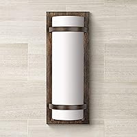 Minka Lavery 341-357 2 Light Wall Sconce in Contemporary Style - 17.25 inches Tall by 6.5 inches Wide, Iron Oxide Finish with Etched White Glass