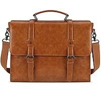 Mens Messenger Bag Vintage 15.6 Inch Waterproof Leather Laptop Briefcase Large Satchel Shoulder Bag Retro Office College Computer Bag, Brown