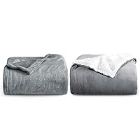 Bedsure Grey Twin Blanket and Sherpa Fleece Blanket for Couch, Sofa, Bed, Soft Lightweight Plush Cozy Blankets and Throws for Toddlers, Kids