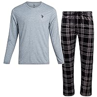 U.S. Polo Assn. Men's Pajama Set - 2 Piece Long Sleeve T-Shirt and Fleece Lounge Pants, Gift Box
