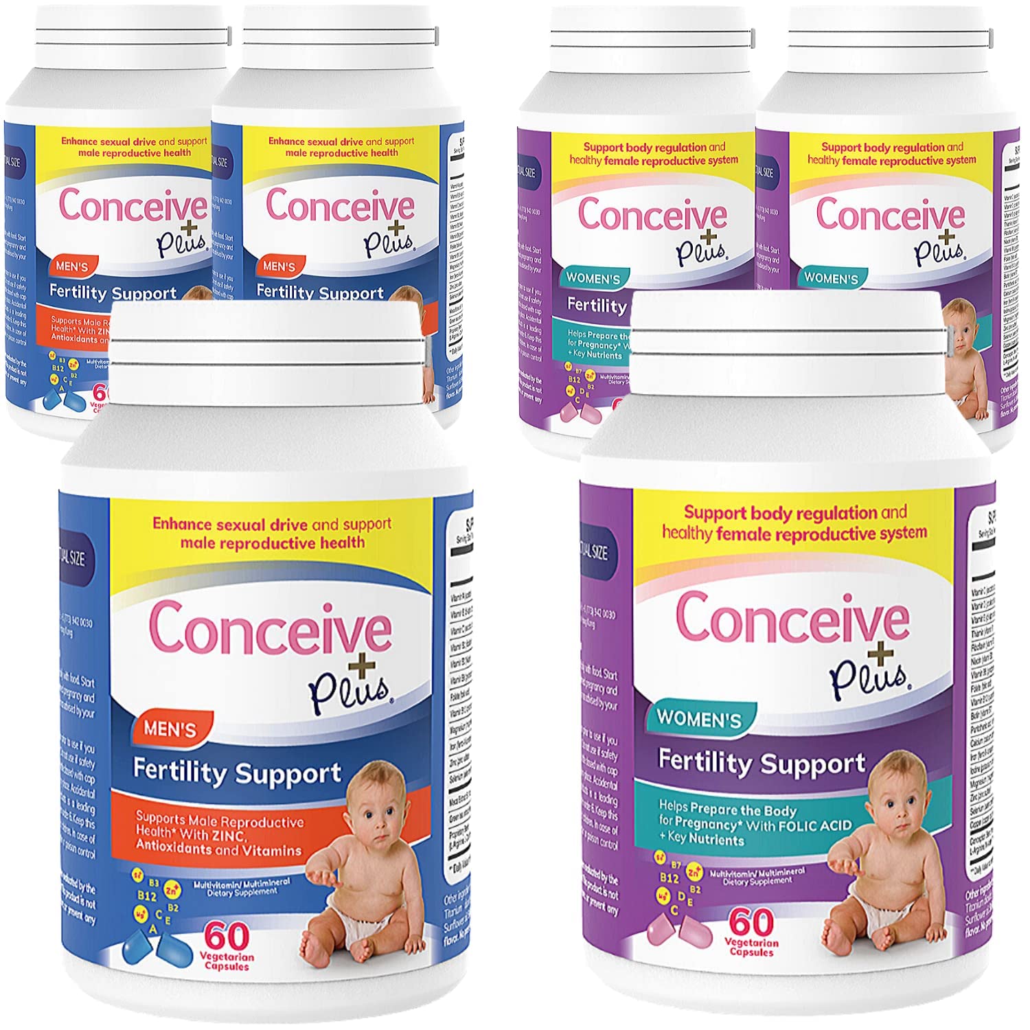 CONCEIVE PLUS His + Hers Fertility Support 3 Month Supply Prenatal Supplements - Vitamins Bundle for Couples Trying to Conceive