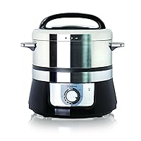 Euro Cuisine FS3200 Electric Food Steamer, Versatile Vegetable Steamer & Steam Cooker for Healthy Cooking, Ideal for Fish, Veggie, Meat, Easy Cleaning, Stainless Steel Design 1200 Watts